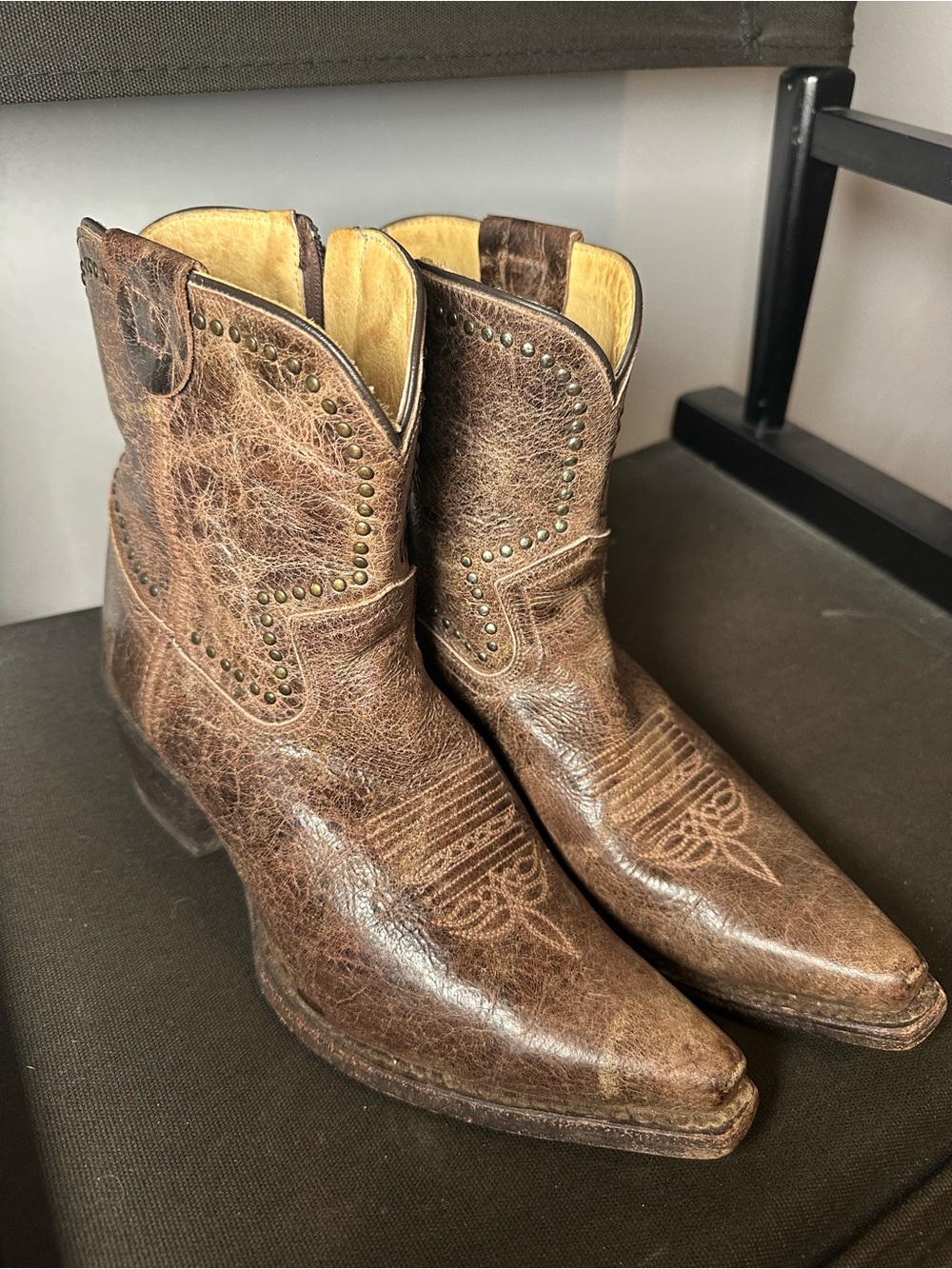 Brown Western Leather Cowboy Boots - Women 8.5